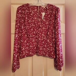 Nine Britton Red Floral Blouse